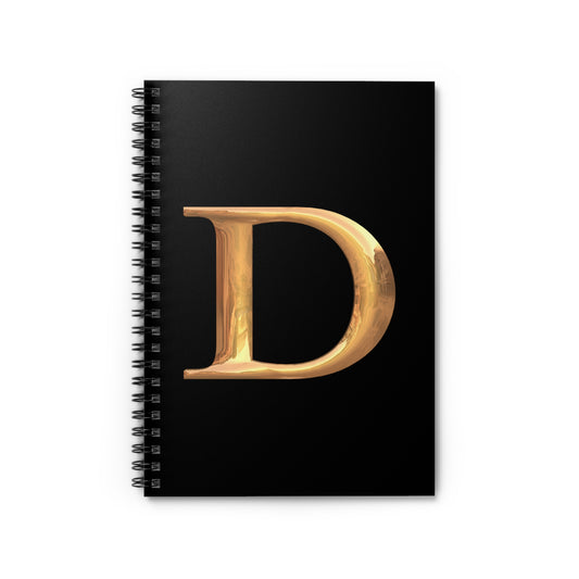 Gold Letter D Spiral Notebook, Personalized Journal, Stylish Stationery, School Supplies, Gift for Writers, Elegant Design