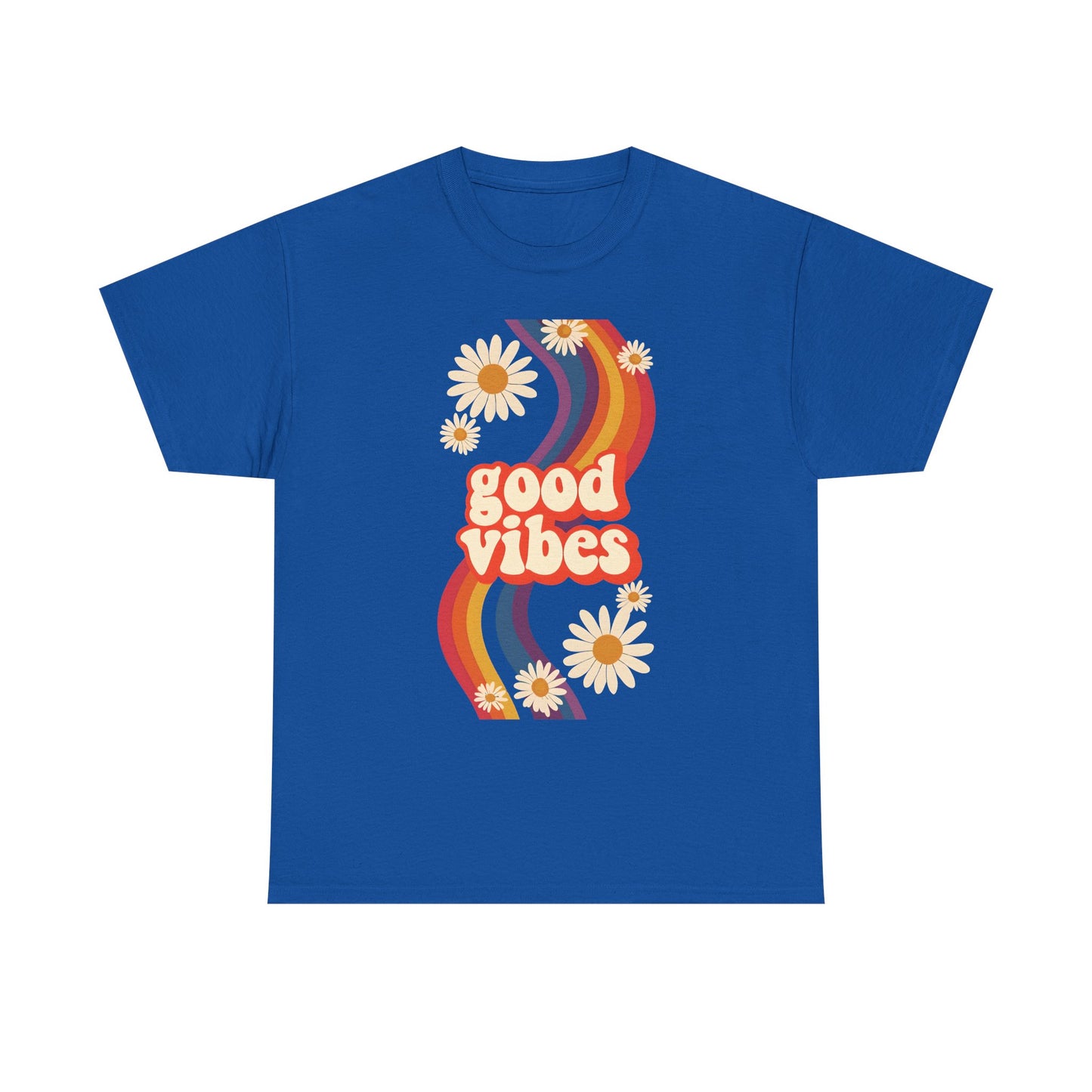 Good Vibes Unisex Heavy Cotton Tee, Retro Graphic T-Shirt, Feel Good Apparel, Summer Outfit, Casual Gift for Friends