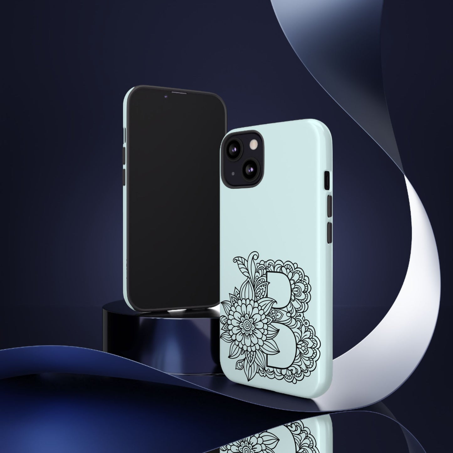 Personalized Tough Phone Case- Letter B, Floral Monogram Cell Phone Cover, Custom Protective Case, Unique Gift, Birthday, Graduation