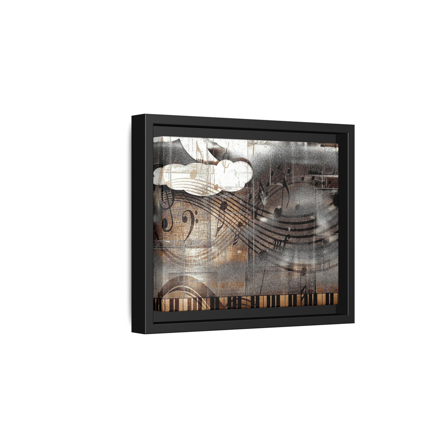 Framed Music Notes Canvas Print — Abstract Vintage Piano & Sheet Music Wall Art