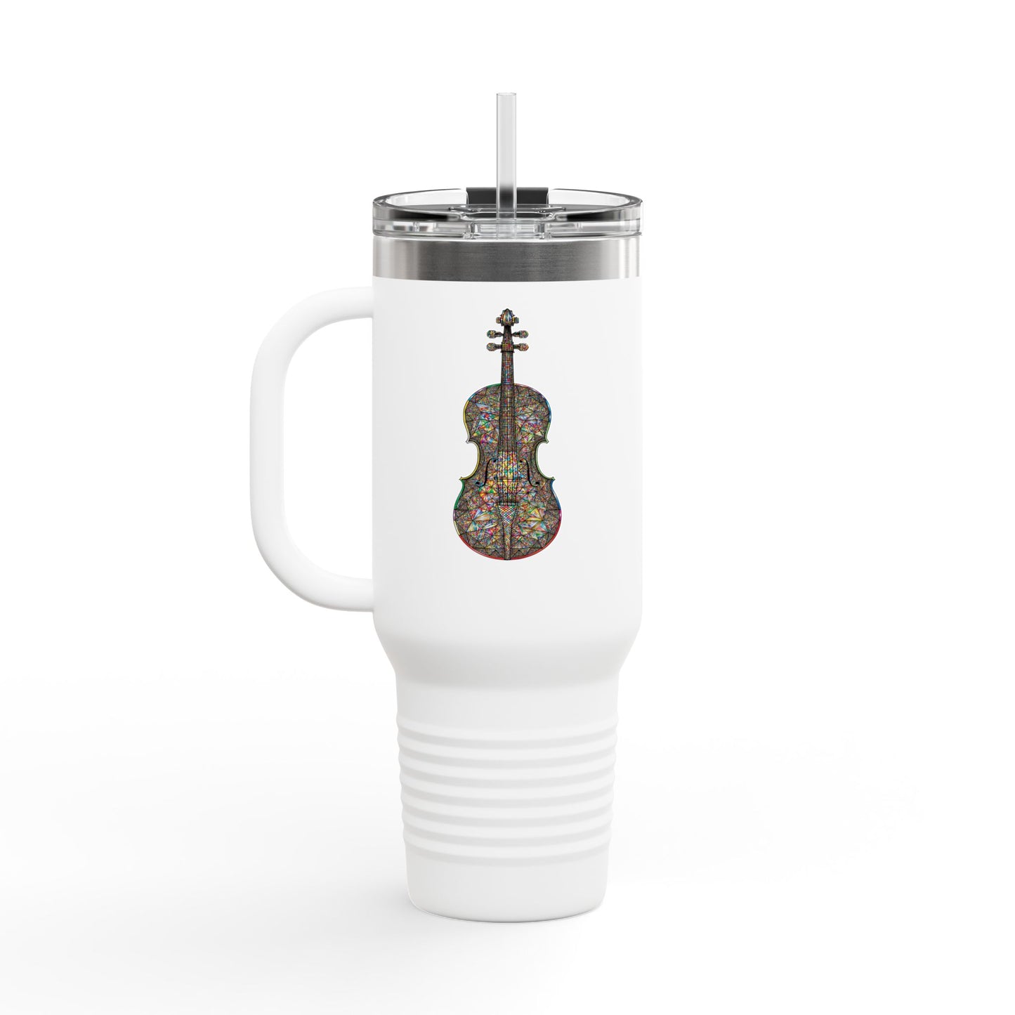 Colorful Violin Insulated Travel Mug - Perfect for Music Lovers, Gifts for Musicians, 40oz Tumbler, Travel Cup for Coffee, Unique Drinkware