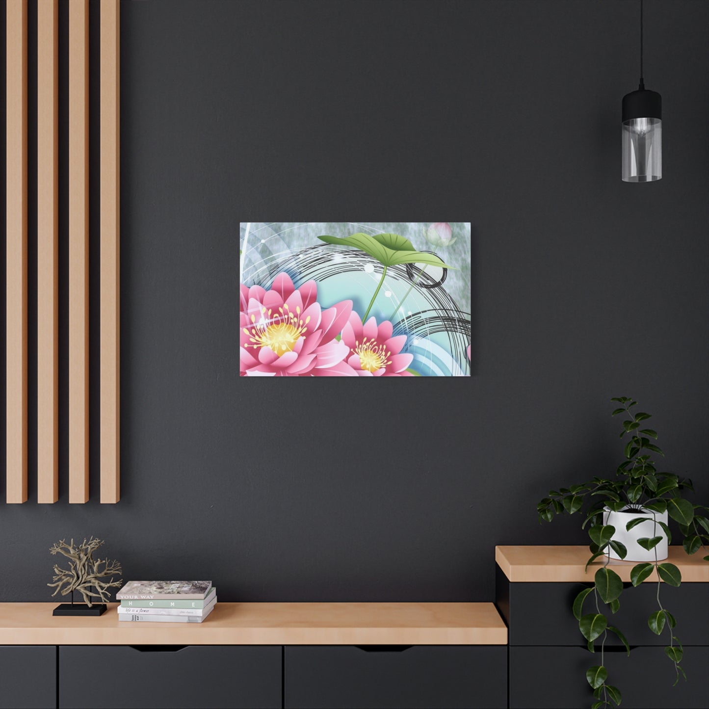 Lotus Blossom Matte Canvas Wall Art — Stretched 1.25" Decorative Print