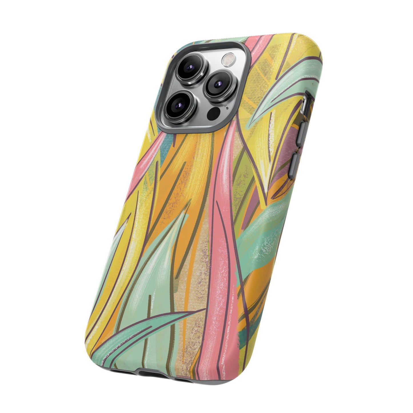 Vibrant Phone Case with Colorful Leaf Design, Tough Cases for Nature Lovers, Eco-Friendly Gift, Summer Vibes, Floral Phone Cover