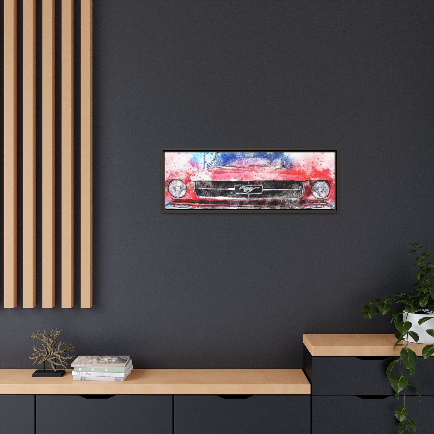 Matte Canvas, Framed Mustang Car