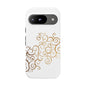 Elegant Floral Phone Case, Tough Cases, Gold Swirls, Stylish Protection, Trendy Gift, Chic Accessory
