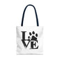 Love Paw Print Tote Bag, Pet Lover's Gift, Eco-Friendly Shopping Bag, Animal Rescue Fundraiser, Personalized Pet Tote