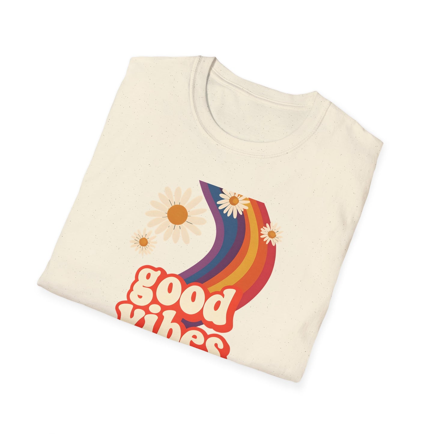 Good Vibes Unisex Softstyle T-Shirt, Retro Sunshine Tee, Positive Energy Shirt, Festival Apparel, Gift for Friends