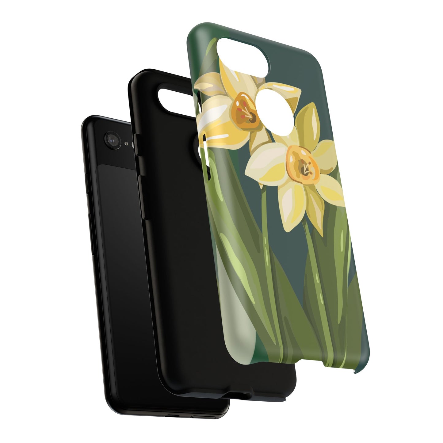 Floral Phone Case - Yellow Daffodil Design, Tough Phone Cover, Spring Decor, Floral Gift, Nature-Inspired Accessories