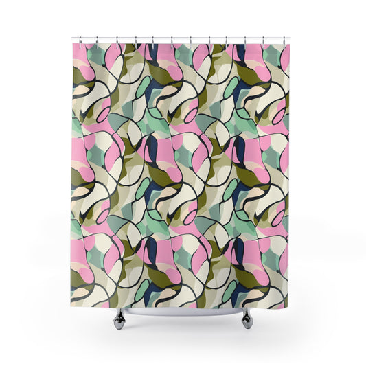 Modern Abstract Shower Curtains | Colorful Bathroom Decor, Bohemian Style, Gift for Home, Unique Shower Accessories, Trendy Bathroom