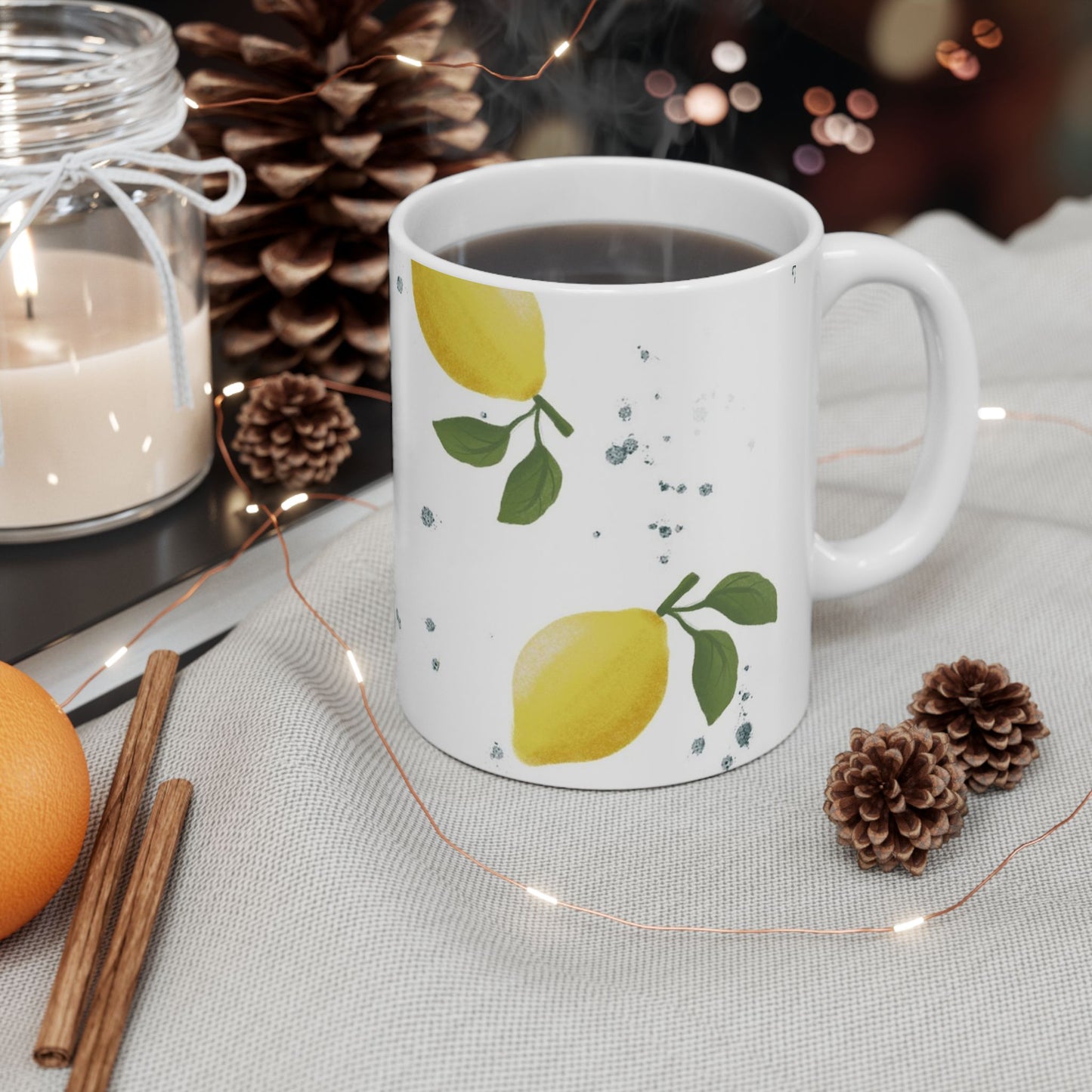Lemon Grove Ceramic Mug | Citrus Decor Gift, Kitchen Tea Cup, Summer Vibes Drinkware, Eco-Friendly Coffee Mug, Lemon Lover's Collection