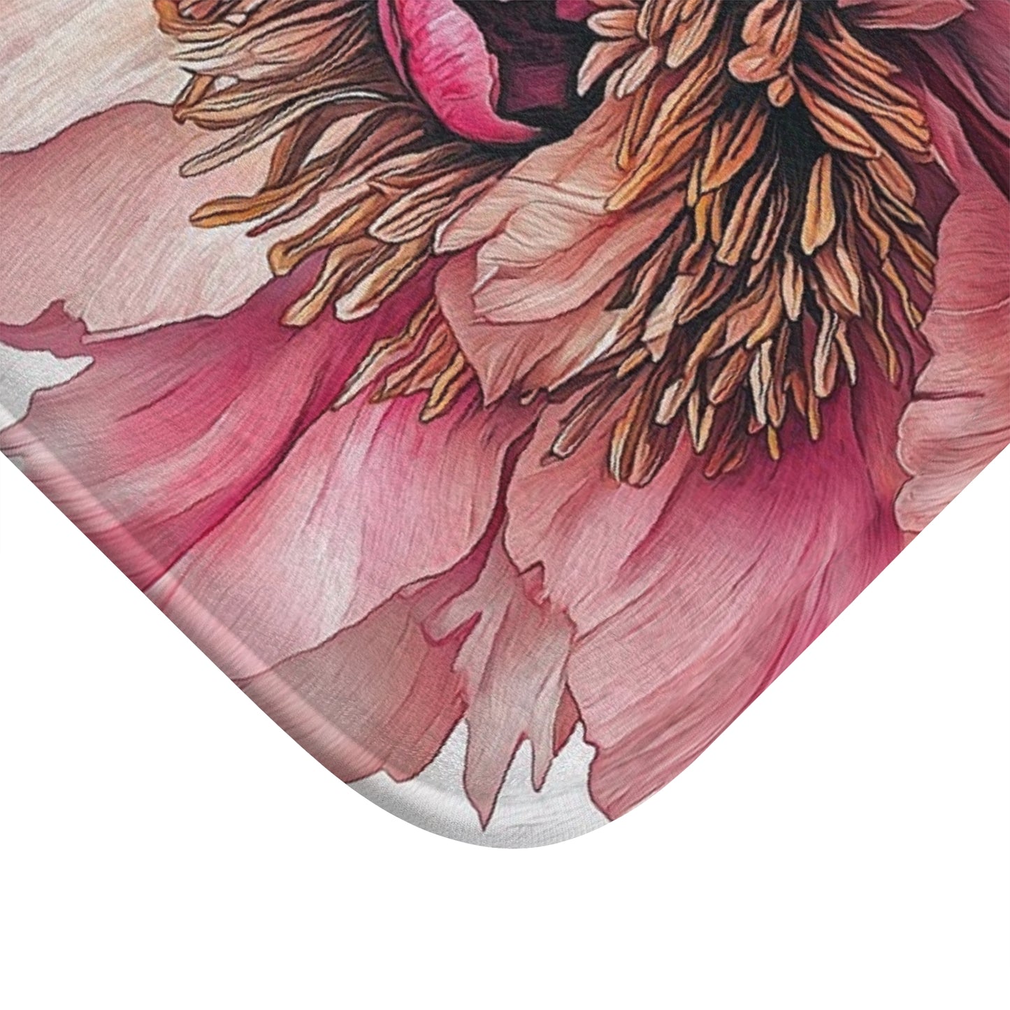 Floral Bathroom Bath Mat, Boho Home Decor, Flower Design, Pink Peony Rug, Mother's Day Gift, Cozy Bathroom