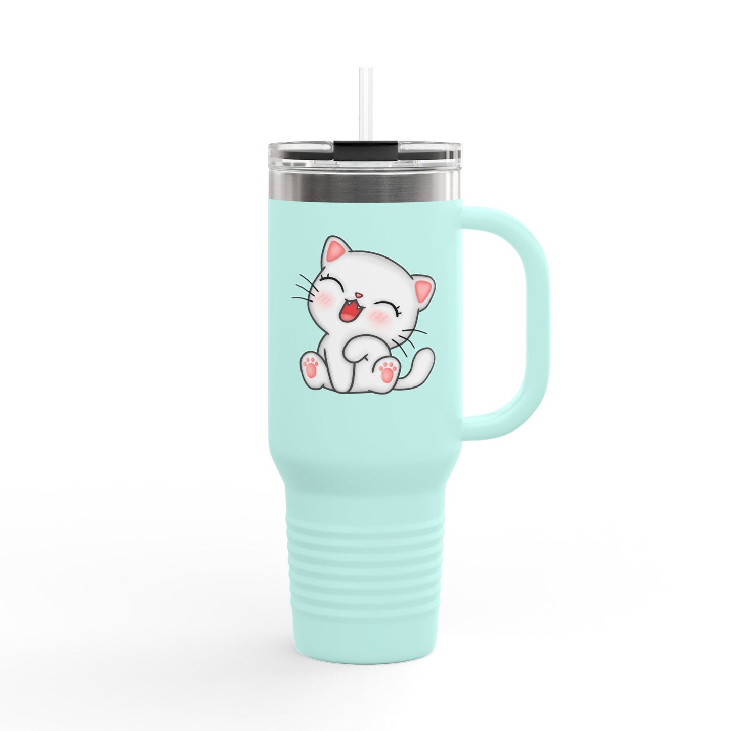 Cute Cat Insulated Travel Mug, 40oz | Funny Coffee Mug for Cat Lovers, Animal Lover Gift, Travel Tumbler, Pet Themed Drinkware