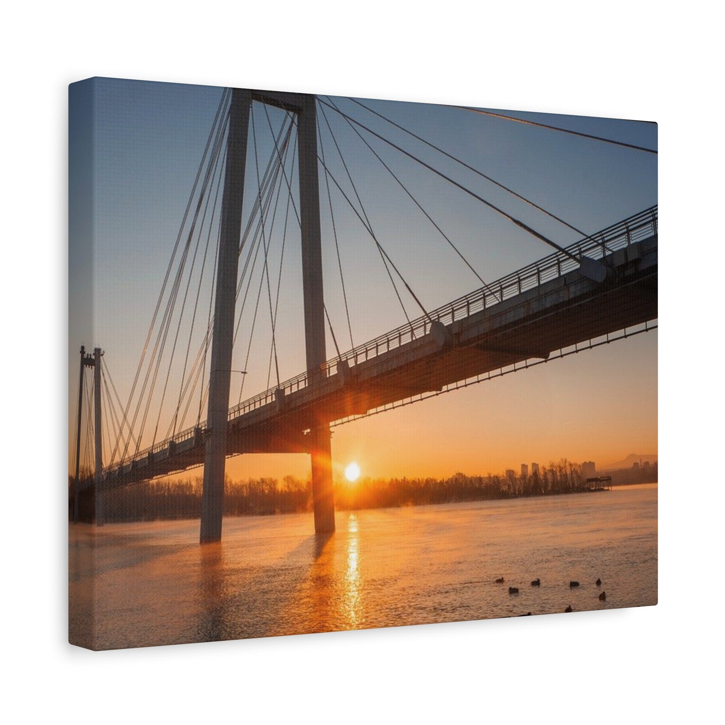 Sunrise Bridge Canvas Wall Art — Matte Stretched Canvas