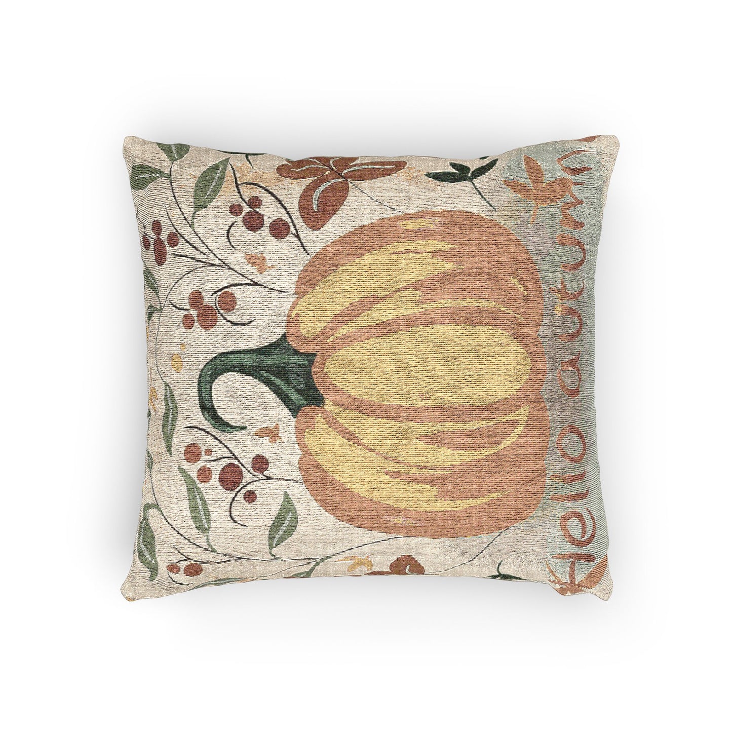 Autumn Pumpkin Woven Pillow | Fall Decor, Harvest Cushion, Cozy Home Accent, Thanksgiving Gift, Seasonal Pillow