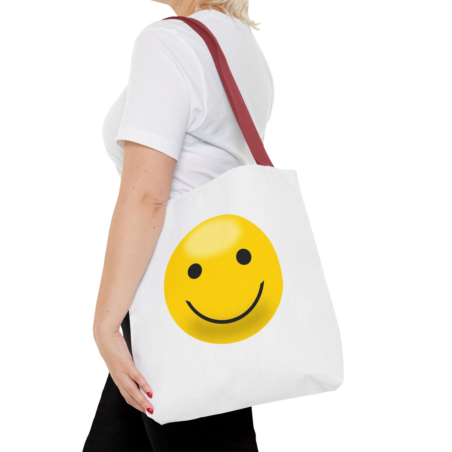 Smiley Face Tote Bag, Eco-Friendly Shopping Bag, Fun Beach Bag, Gift for Teens, Happy Tote for Everyday Use