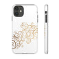 Elegant Floral Phone Case, Tough Cases, Gold Swirls, Stylish Protection, Trendy Gift, Chic Accessory