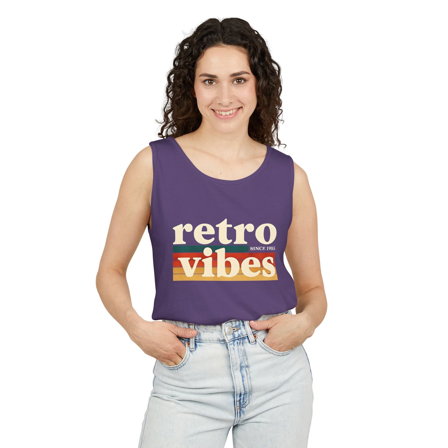 Retro Vibes Tank Top - Unisex Summer Apparel, Casual Wear, Beach Attire, Vintage Style, Gift for Friends