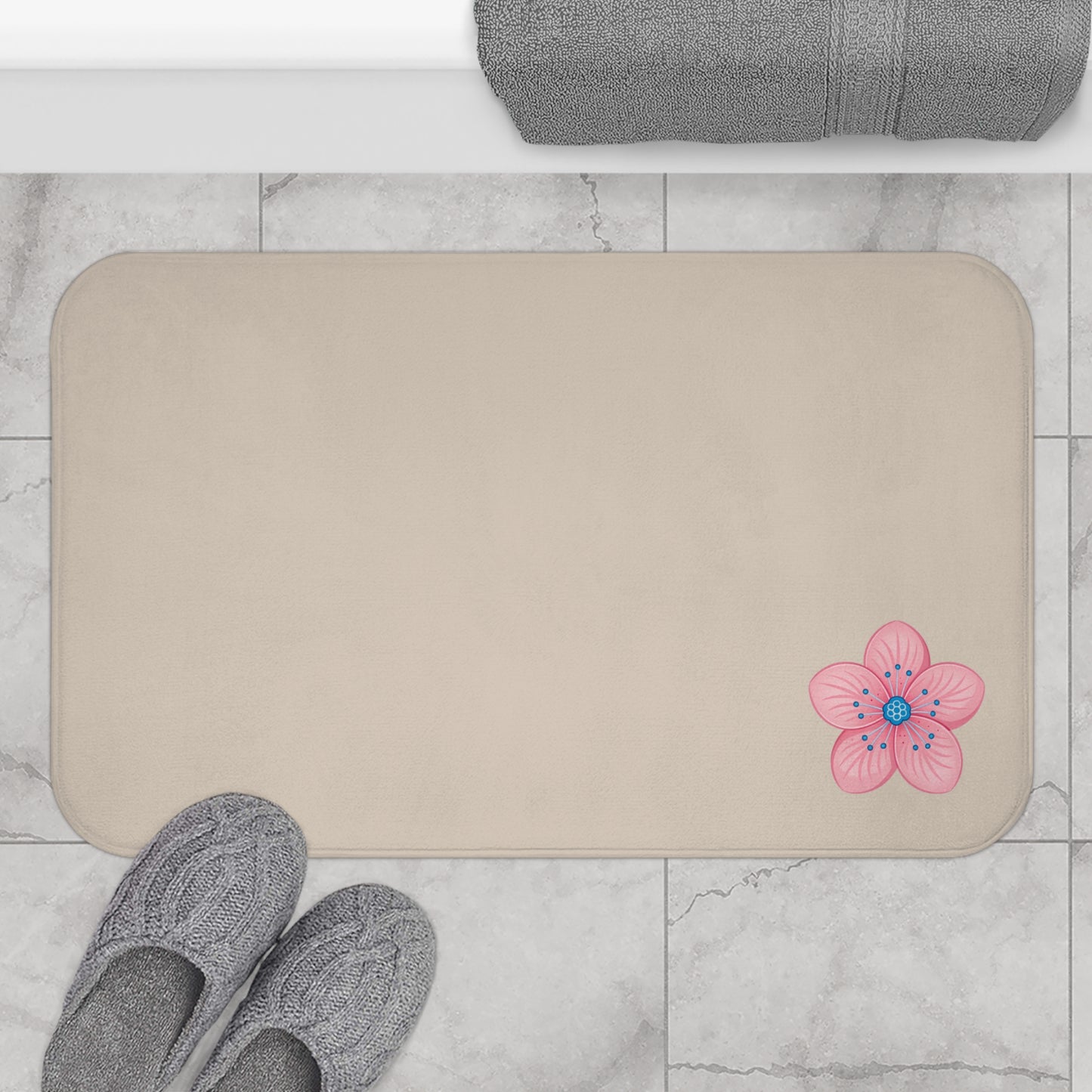 Charming Floral Bath Mat - Soft Bathroom Rug, Cozy Shower Decor, Spring Floral Accent, Housewarming Gift, Relaxation Space