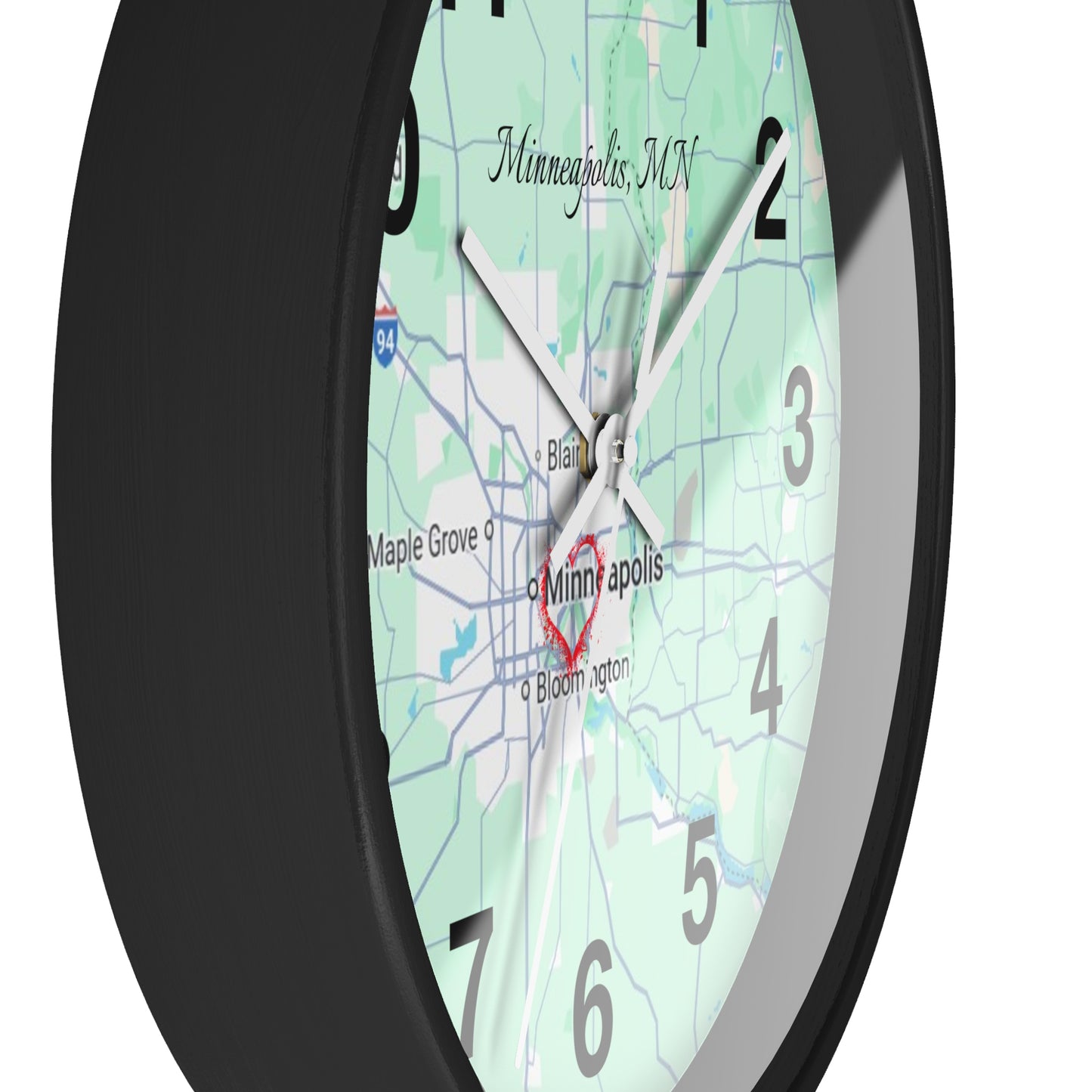 Personalized Map Wall Clock, Custom Home Decor, Minneapolis Gift, Modern Clock, Unique Housewarming, Wall Art, Office Decor