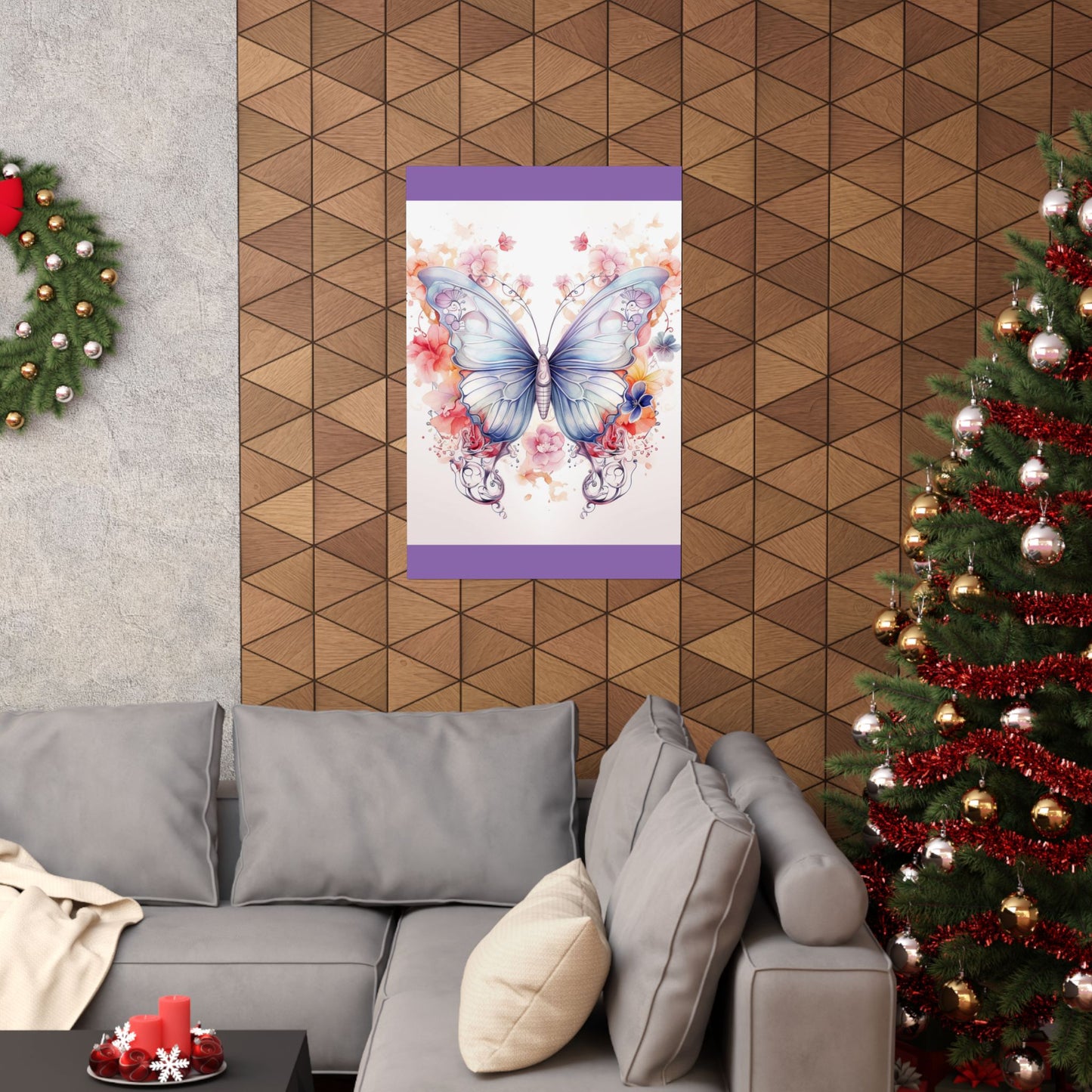 Butterfly Watercolor Wall Poster — Floral Pastel Matte Vertical Print