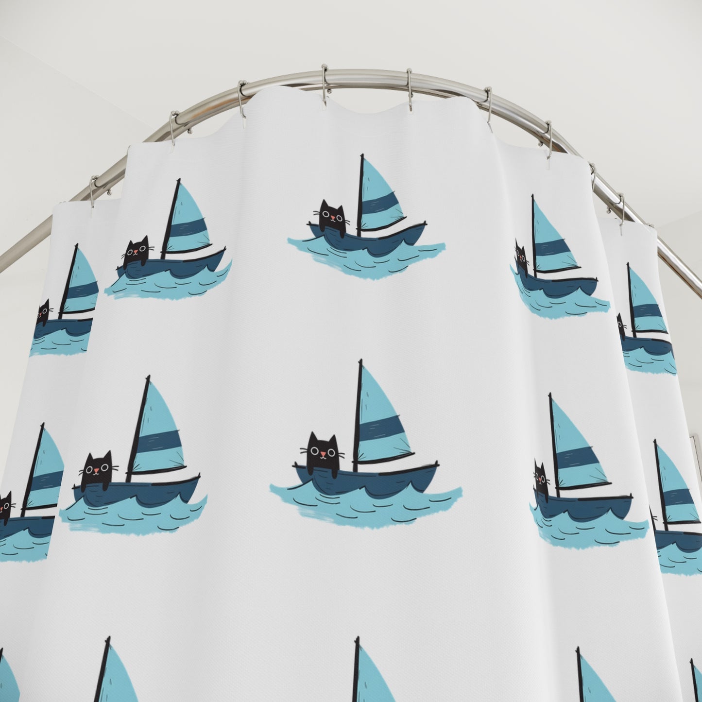 Nautical Sailboat Shower Curtain, Maritime Bathroom Decor, Beach House Accessory, Gift for Sailors, Summer Vibes Decoration