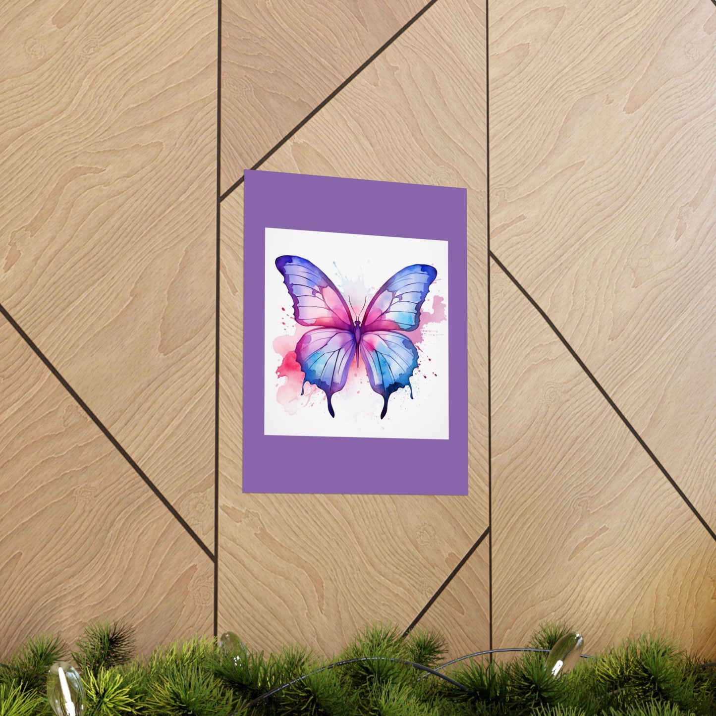 Butterfly Watercolor Matte Poster — Purple Vertical Art Print