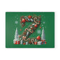Christmas Wreath 'Z' Glass Cutting Board – Festive Holiday Kitchen Board, Candy Cane & Ornaments Design