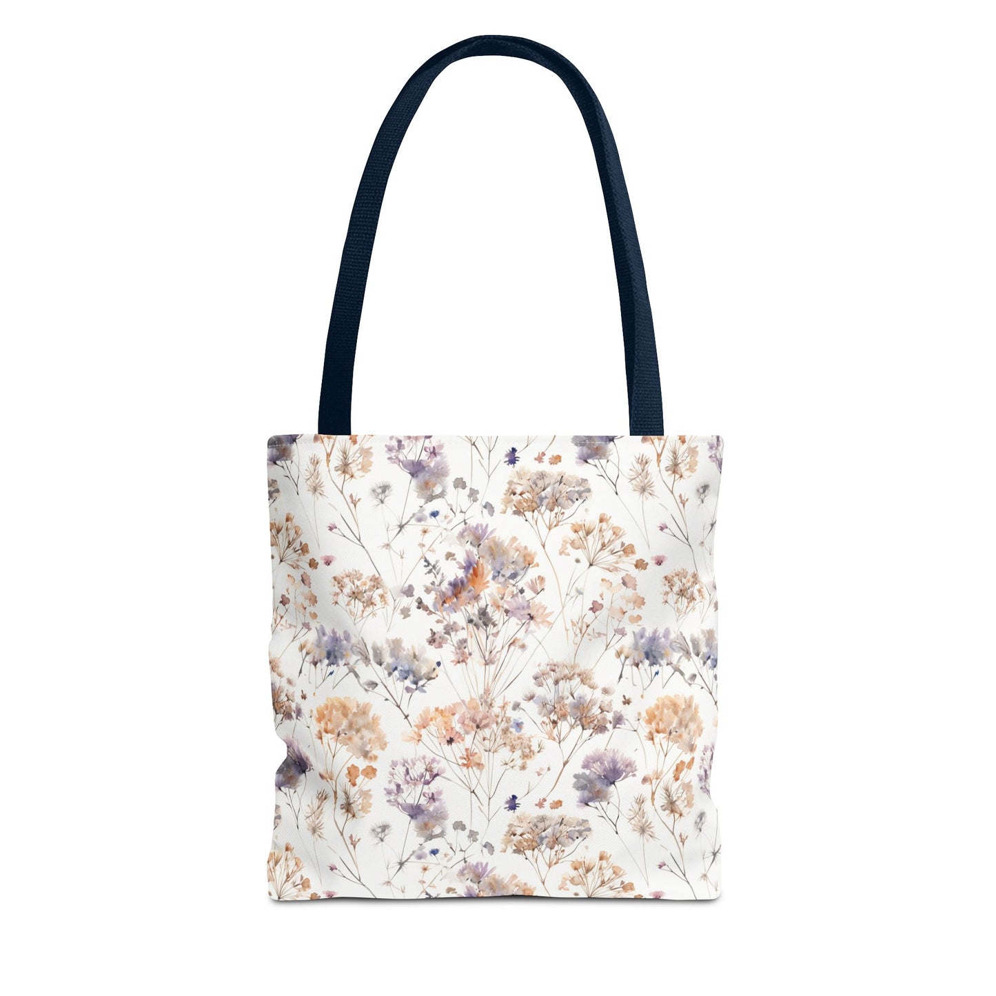 Floral Ditsy Print Tote Bag – Neutral Watercolor Wildflower Market Bag