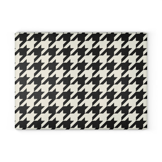 Chic Houndstooth Glass Cutting Board - Stylish Kitchen Decor, Unique Gift for Chefs, Wedding Present, Functional Serveware