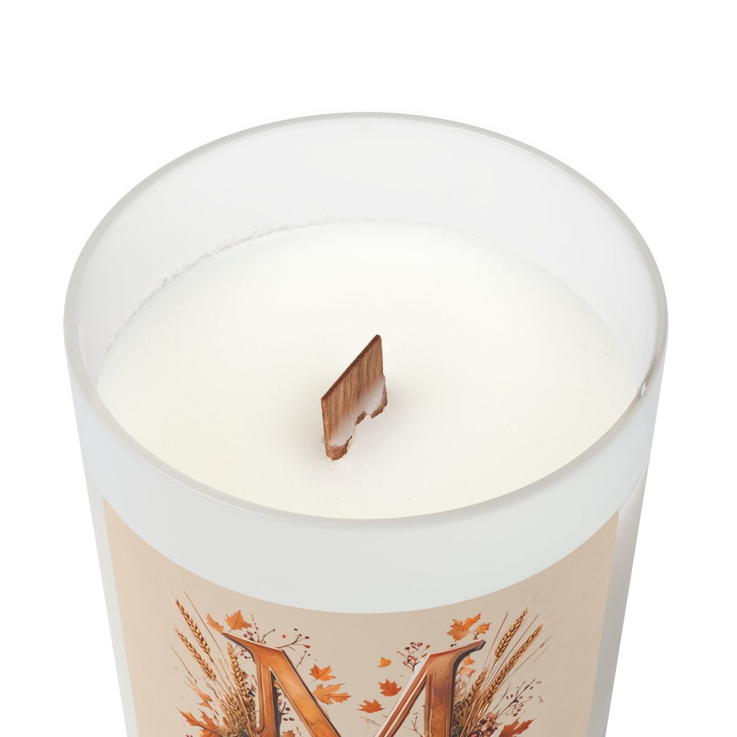 Frosted Glass Candle, 11oz - Letter M