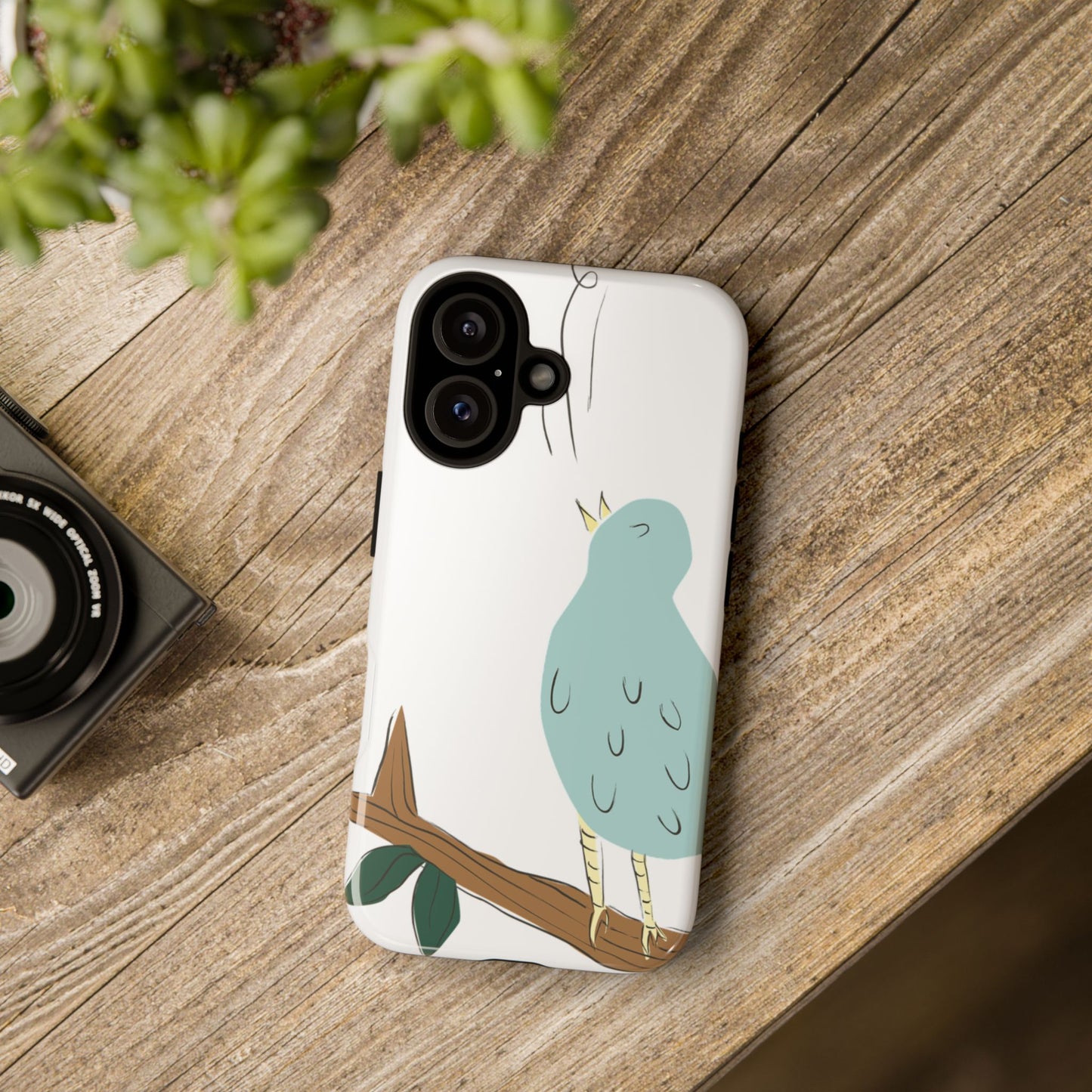 Birdsong Phone Case — Cute Blue Bird on Branch Protective Case