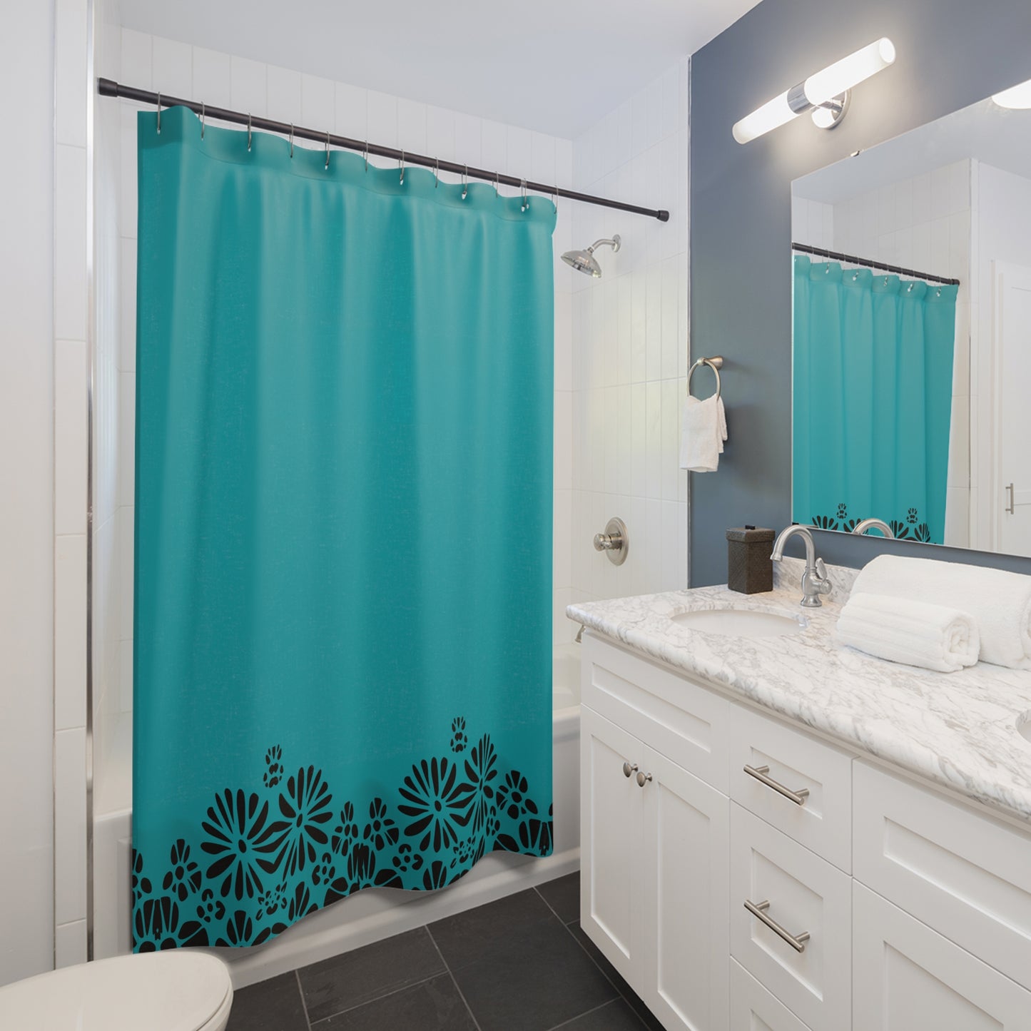 Tranquil Floral Shower Curtain | Bathroom Decor, Home Upgrade, Gift for New Home, Boho Style, Spa Vibe