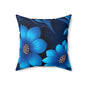 Floral Blue Square Pillow, Boho Home Decor Cushion, Cozy Living Room Accent, Floral Throw Pillow for Gifts, Bed Pillow for Relaxation