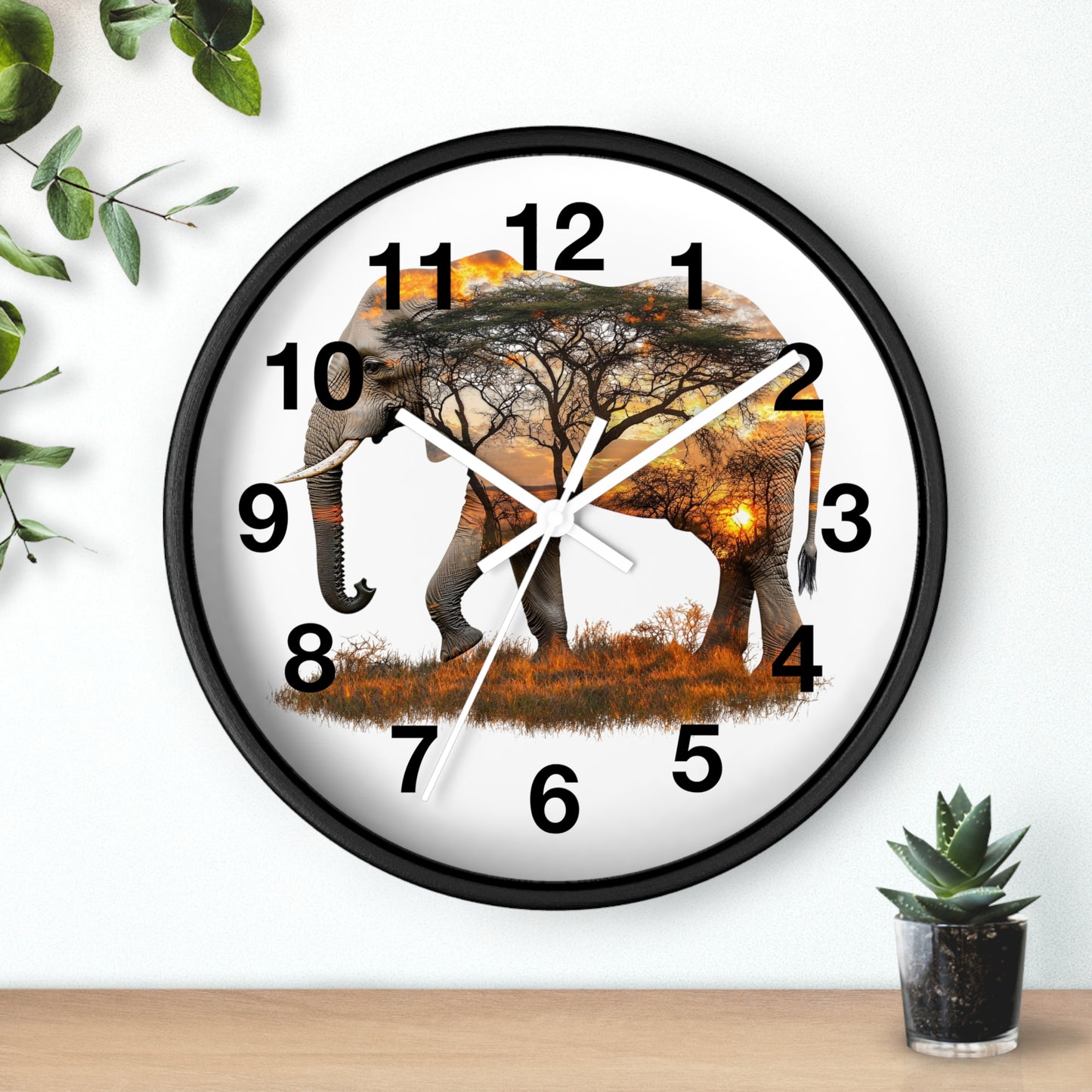Elephant Sunset Wall Clock, Nature Decor, Wildlife Home Accessory, Animal Lover Gift, Safari Themed Clock, Unique Wall Art