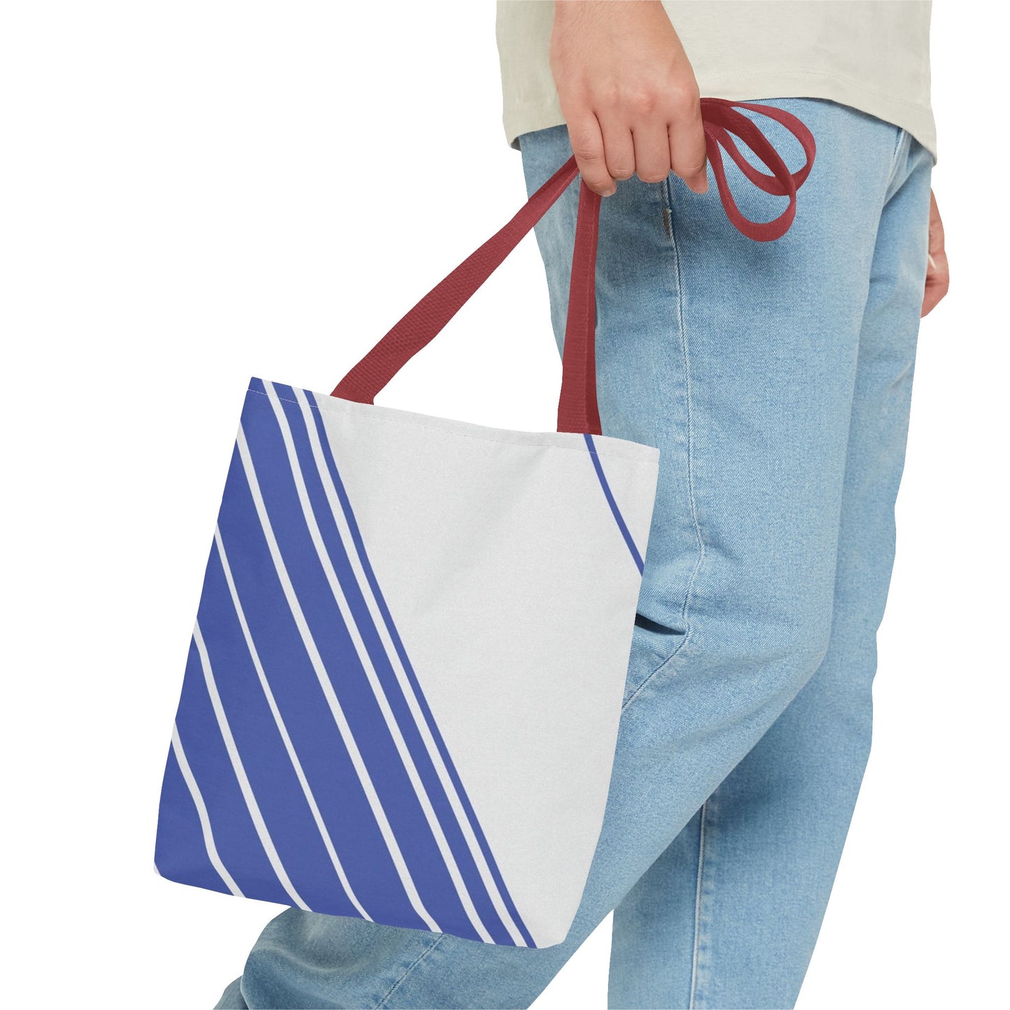 Chic Blue Striped Tote Bag, Stylish Reusable Shopping Bag, Beach Bag, Everyday Carry, Gift for Her