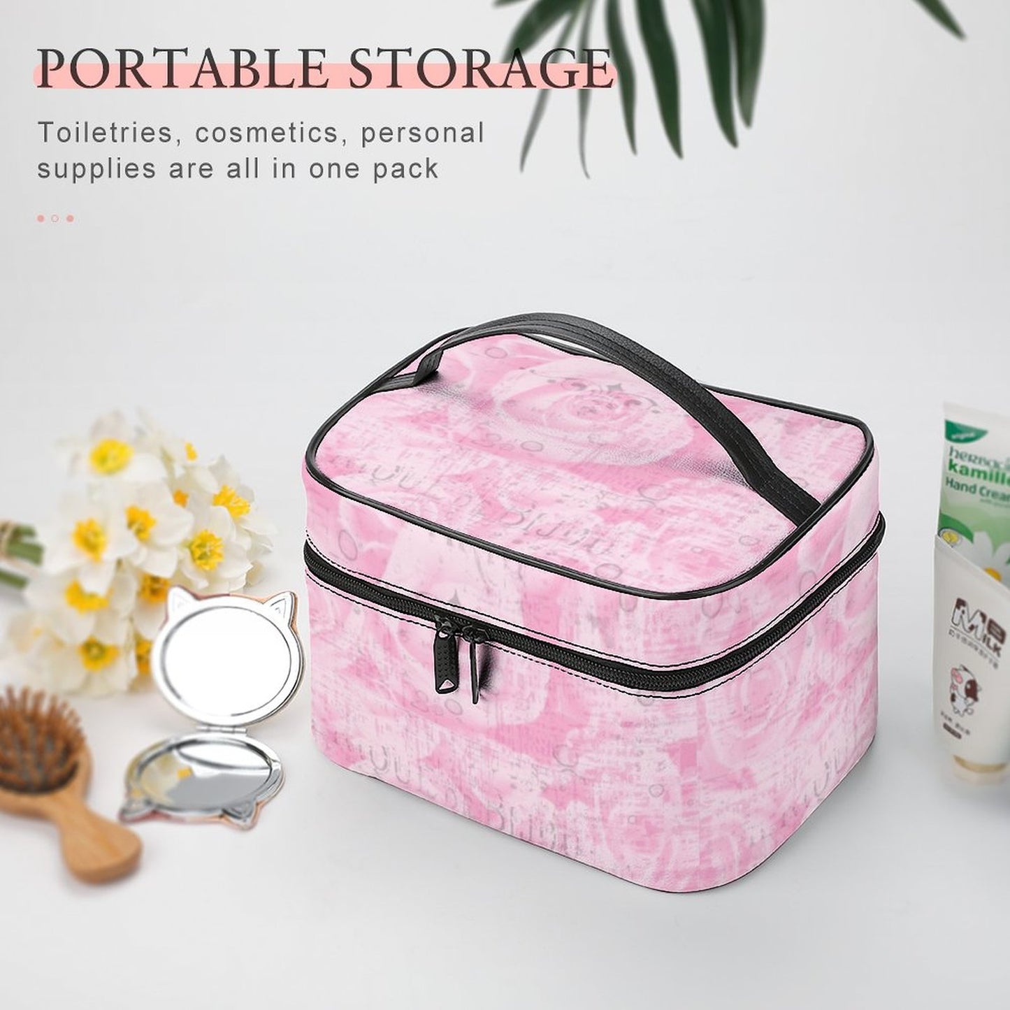 Make-up bag with Lychee pattern PU material