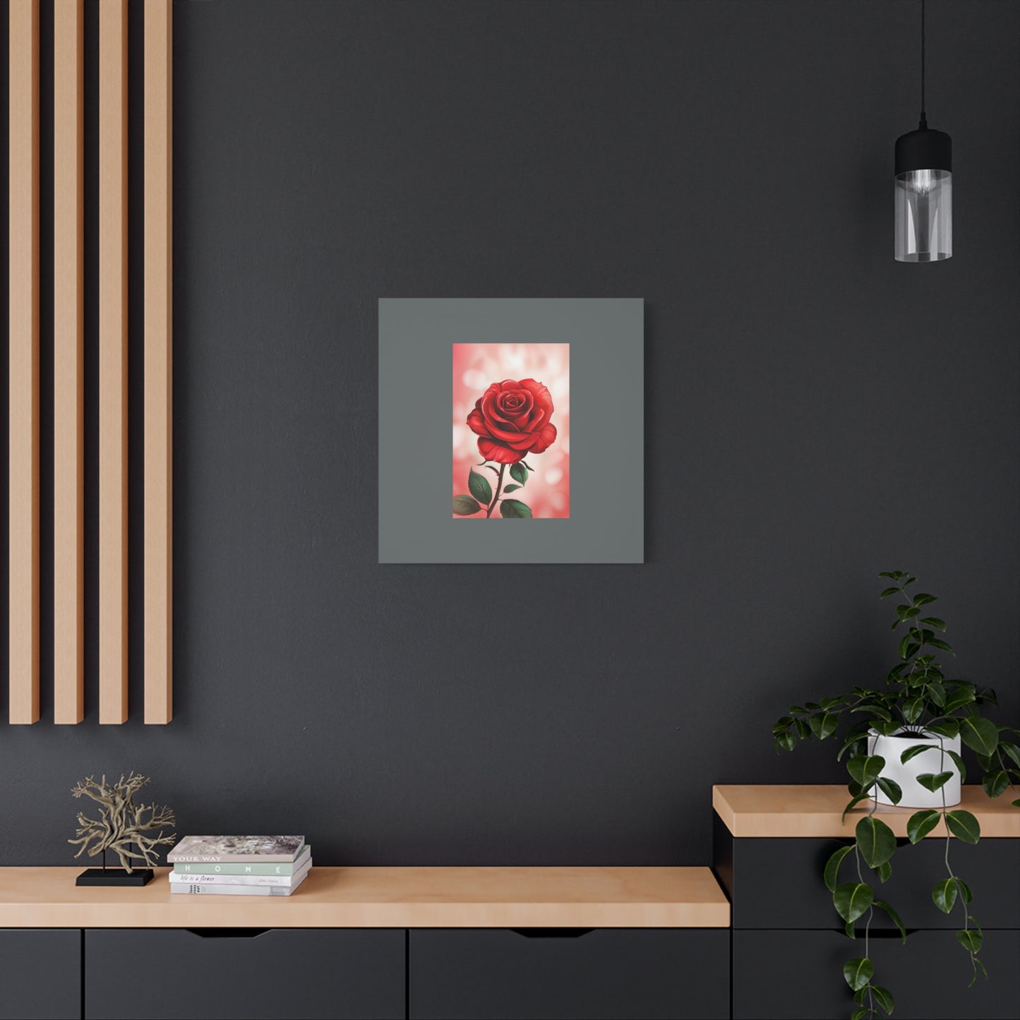 Red Rose Vertical Matte Canvas Print — Romantic Floral Wall Art