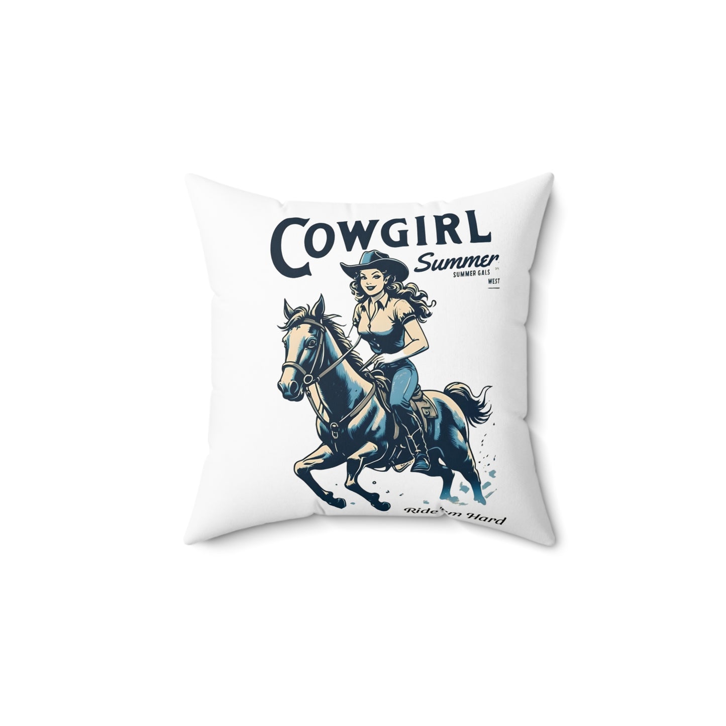 Cowgirl Summer Square Pillow | Equestrian Home Decor, Western Decor, Throw Pillow, Gift for Her, Rustic Cowgirl Vibe