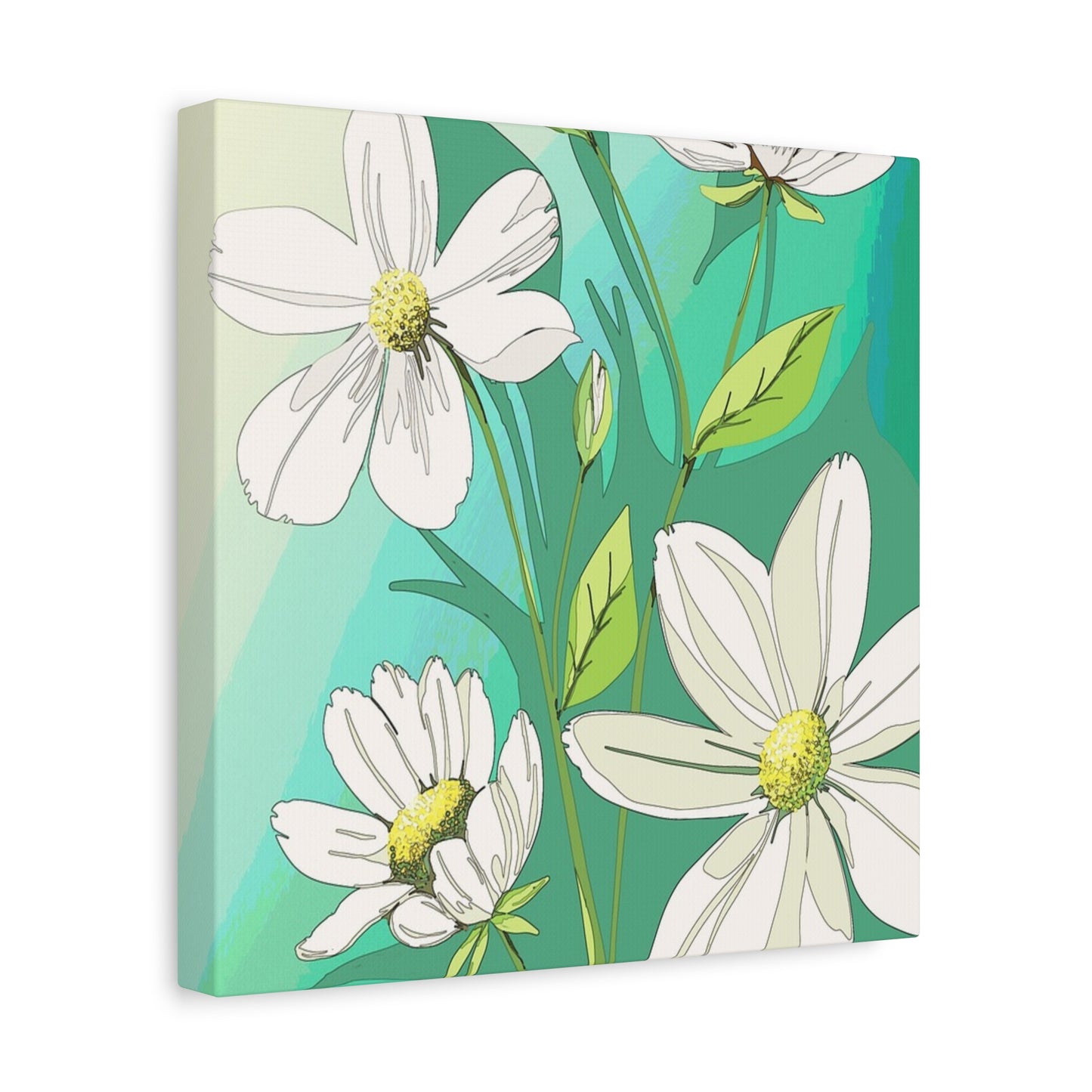 Matte Canvas, Stretched, 1.25" White Flowers