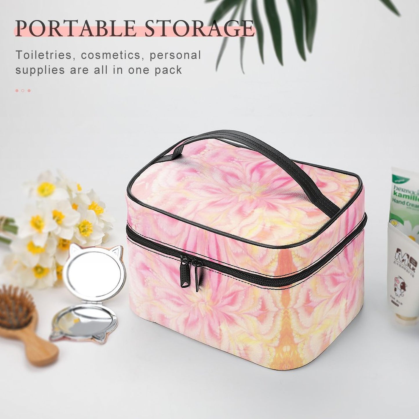 Make-up bag with Lychee pattern PU material