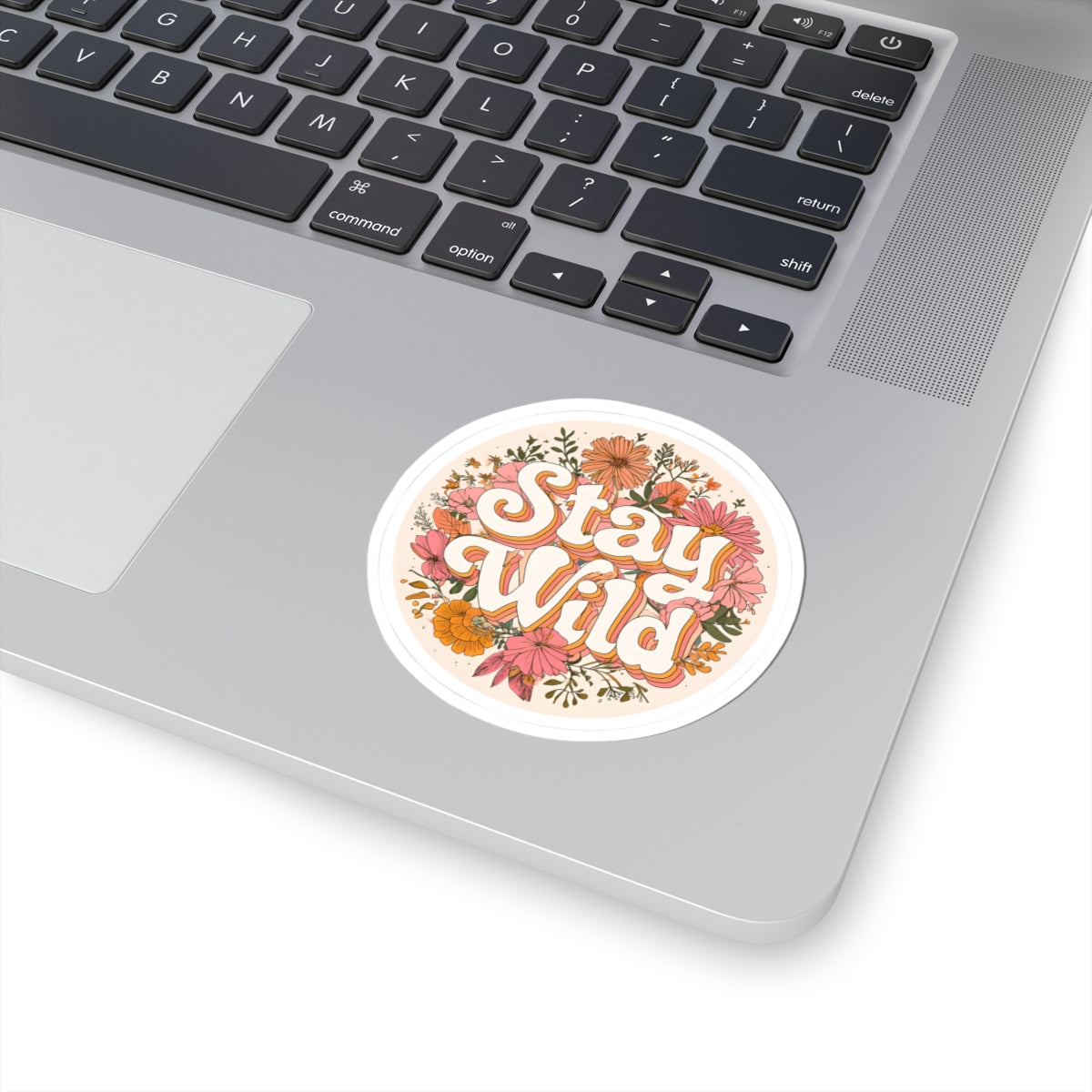 Stay Wild Floral Sticker — Retro Boho Laptop & Water Bottle Decal