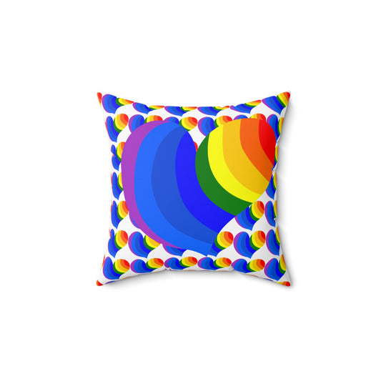 Rainbow Heart Throw Pillow, LGBT Pride Home Decor, Colorful Square Cushion, Cozy Accent Pillow, Gift for Her