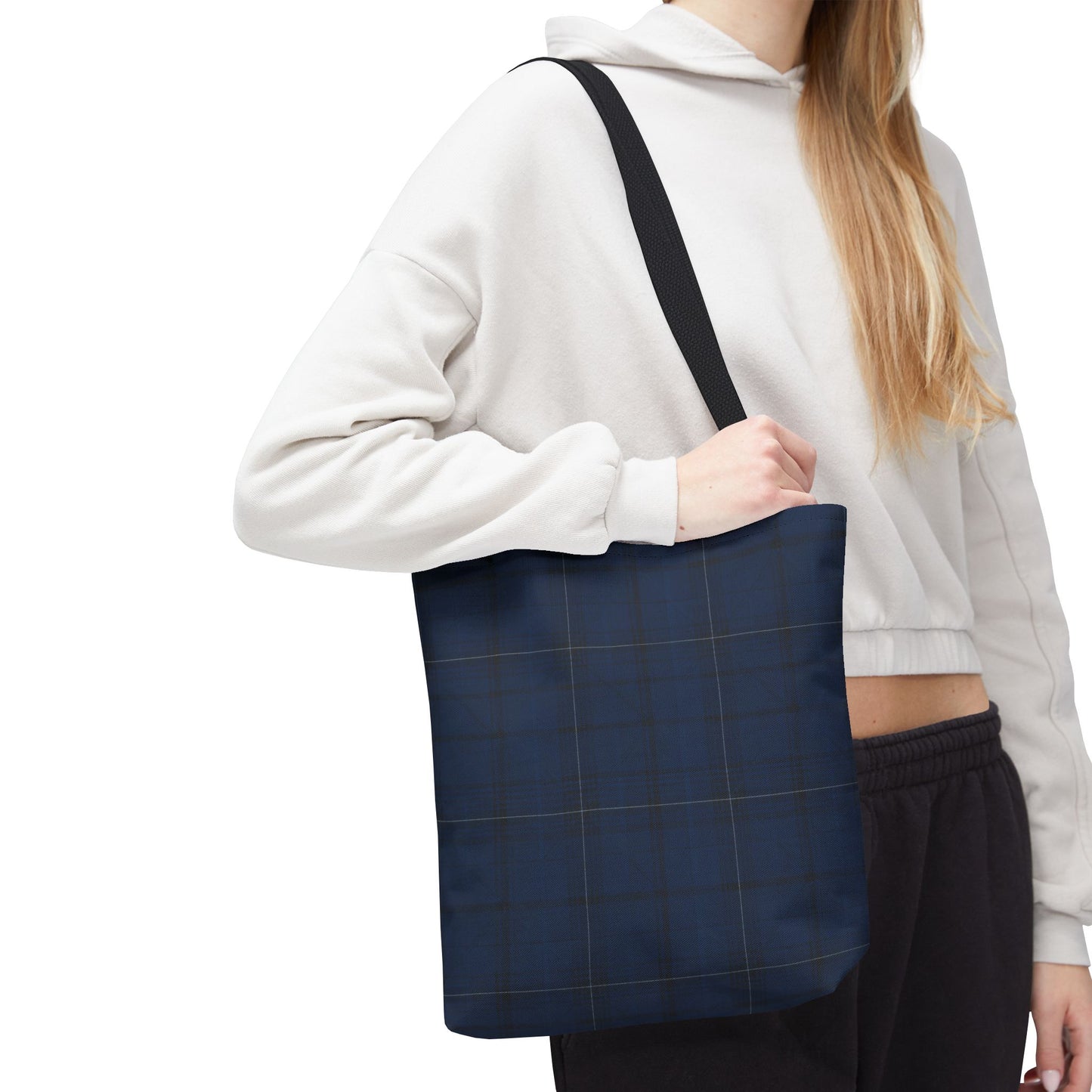 Navy Tartan Tote Bag – Classic Plaid All-Over Print Tote