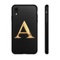 Custom Phone Case with Gold Letter A, Monogrammed Gift, Tough Protective Case, Personalized Phone Accessory, Unique Phone Cover