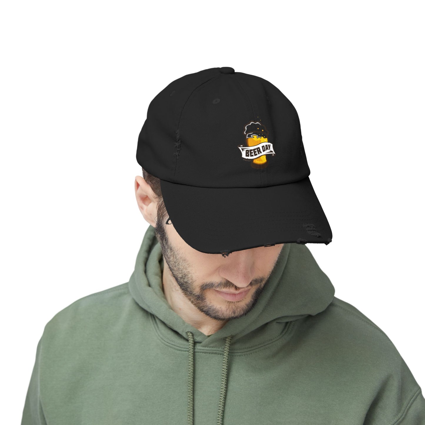 Beer Day Unisex Distressed Cap, Relaxed Fit Hat, Gift for Beer Lovers, Casual Fashion, Fun Party Accessory, Craft Beer Celebration