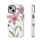 Floral Phone Case with Elegant Pink Lilies, Cute Floral Accessories, Phone Protection, Gift for Her, Stylish Cell Phone Cover