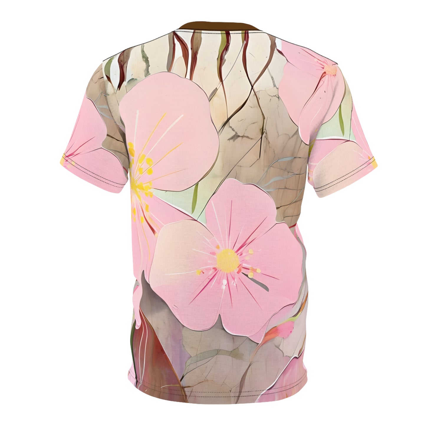 Floral Unisex Cut & Sew Tee  Soft Pink Blossom Design