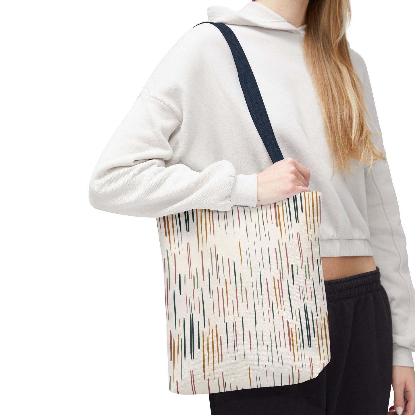 Earth Tones Abstract Stripe Tote Bag — Minimalist Boho Canvas Shopper