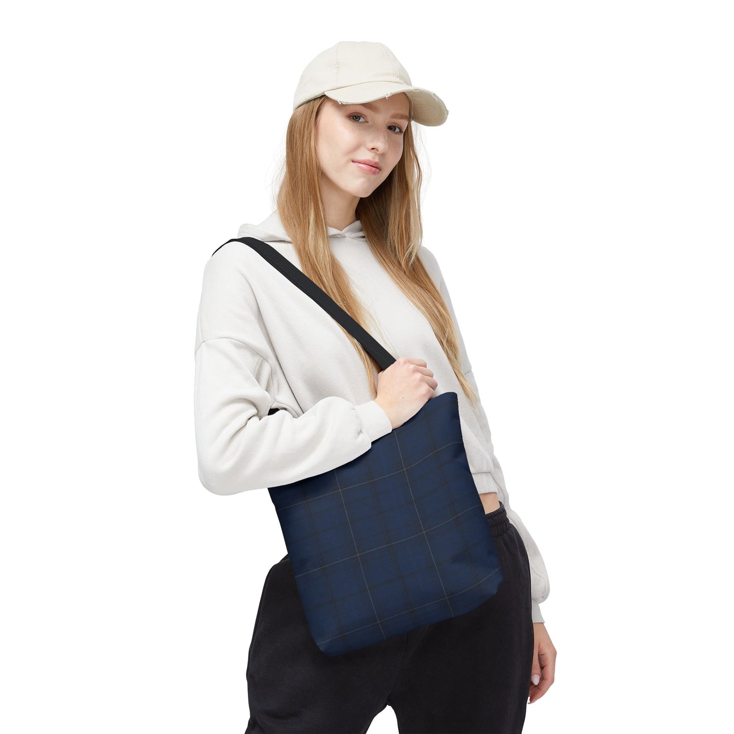 Navy Tartan Tote Bag – Classic Plaid All-Over Print Tote