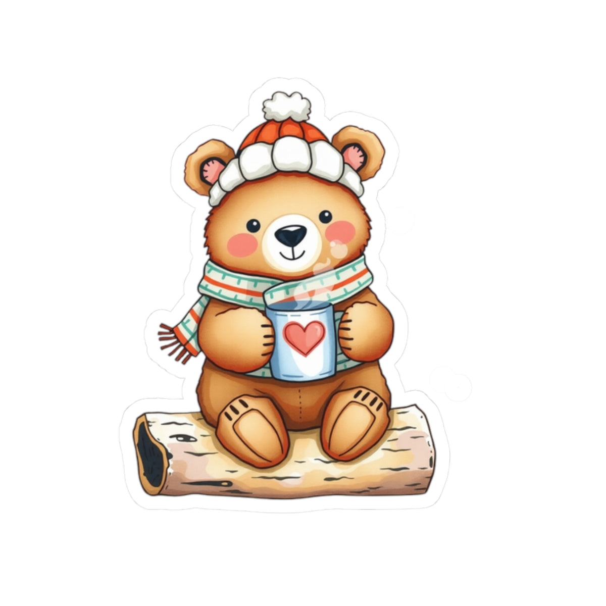 Adorable Bear Hug Kiss-Cut Stickers - Cute Animal Decor for Journals, Laptops, Phone Cases, Kids' Rooms, Winter Vibes